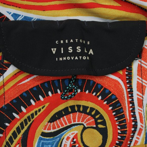 Vissla Dredges Boardshorts Mens 28 Orange & Blue Swim Trunks Drawstring Stretch - Picture 8 of 14